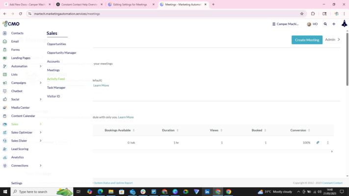 edit meeting settings camper machine